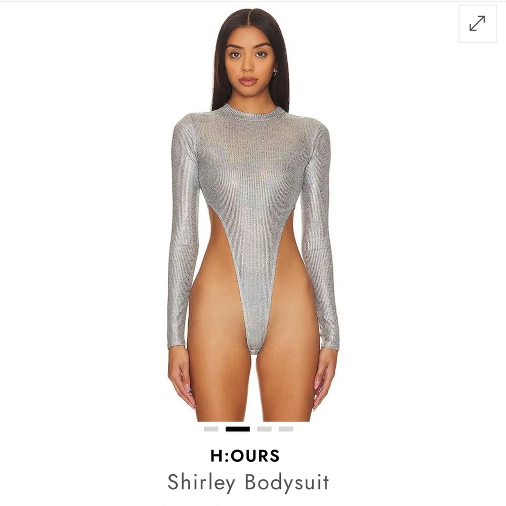 h:ours Shimmering Silver Bodysuit